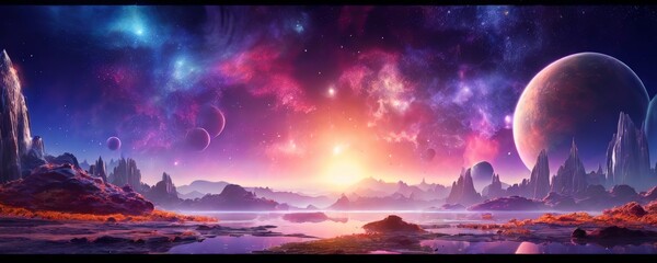 Poster - space scene with planets and