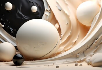 Poster - black and white liquid splashing on surface