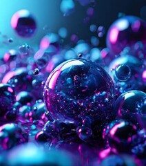 Poster - bunch purple and blue spheres