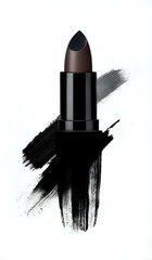 Wall Mural - Black lipstick cosmetics beauty concept illustration on neutral background