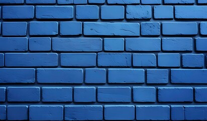 Wall Mural - Blue brick background texted wall surface.  AI Generated.