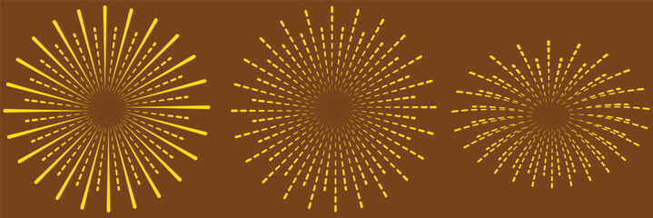 Wall Mural - Set of light rays, sunburst and rays of sun. Design elements, linear drawing, vintage hipster style. Light rays sunburst, arrow, ribbon, and, for, the and ampersand. Vector Illustration