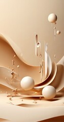 Poster - 3d desert with lot white spheres