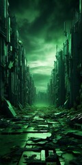 Poster - city with lot debris and