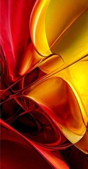 Poster - close up red and yellow abstract painting