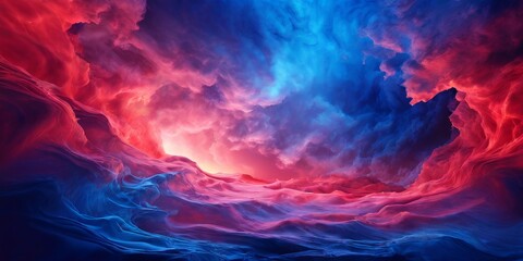 Fototapete - colorful sky with clouds and bright red blue hue