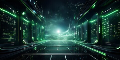Aufkleber - futuristic city at night