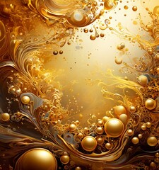 Aufkleber - gold and silver background with bubbles swirls
