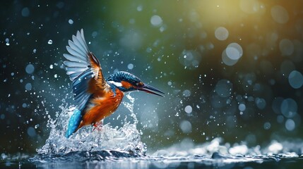 ai generation image Fishermen standing on boats. Casting a net Go into the water to catch fish, splashing water, clear water, see many fish in the water. And there are birds flying and catching