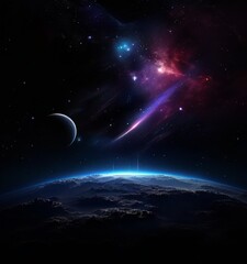 Aufkleber - space scene with planets and stars