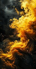 Aufkleber - black background with yellow and orange smoke