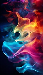 Poster - colorful smoke on black background