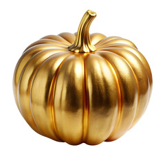 Wall Mural - Golden Metallic Pumpkin Decor for Halloween and Autumn, isolated on white transparent background, png element