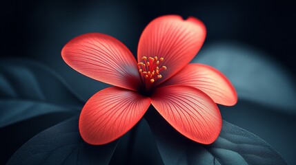 Wall Mural - A red flower with a dark background