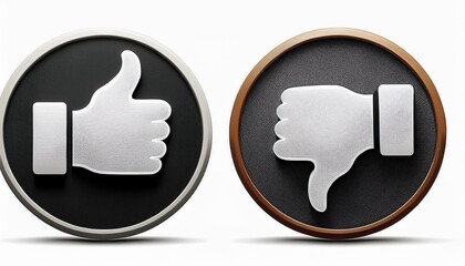 Wall Mural - like, dislike and neutral thumb symbols in white and black circle. feedback and rating thumbs up and