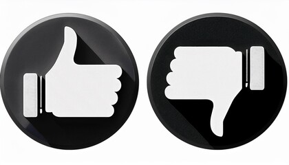 Wall Mural - like, dislike and neutral thumb symbols in white and black circle. feedback and rating thumbs up and
