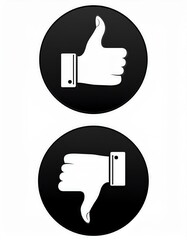 Wall Mural - like, dislike and neutral thumb symbols in white and black circle. feedback and rating thumbs up and
