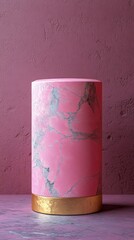 Wall Mural - A pink marble pillar with gold trim