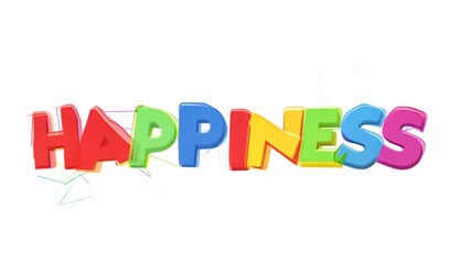 Poster - Colorful Letters Spelling Happiness on a White Background Generative AI
