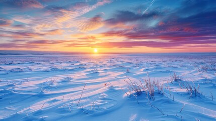 Sticker - Winter Sunrise Landscape