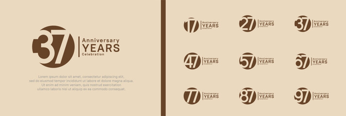 Wall Mural - anniversary logotype set. vector design brown color can be use for celebration moment