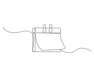 Leinwandbilder - Continuous one line drawing of empty loose-leaf calendar. Calendar single line vector illustration. Editable line vector.