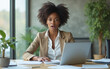 © Ken - black woman with surprise facial expression at office
