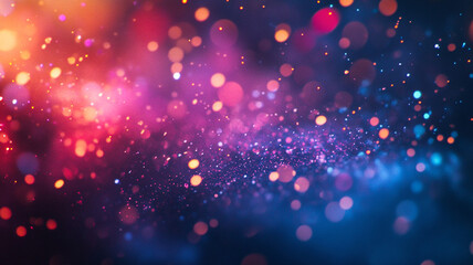 Poster - Abstract colorful bokeh background with vibrant orbs and subtle glowing particles at night