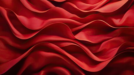 Poster - A rich red fabric adorned with a wave-like pattern, blending movement and color beautifully.
