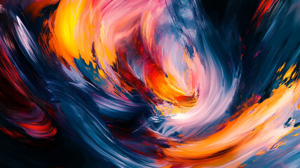 Poster - Abstract colorful swirl with vibrant hues of orange, pink, and blue