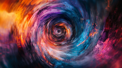 Poster - Swirling abstract pattern of vibrant colors resembling a cosmic vortex at twilight