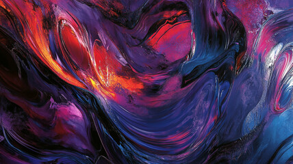 Poster - Abstract swirling patterns of purple, red, and blue colors creating a dynamic visual effect