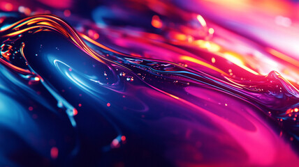 Poster - Colorful fluid patterns with abstract swirls in vibrant hues during nighttime