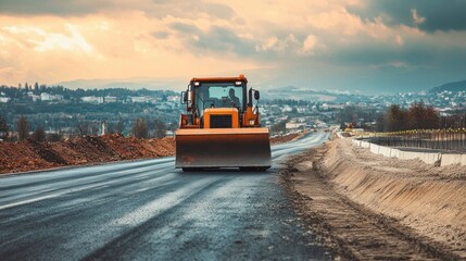 Road Construction at Sunset