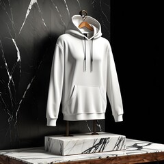 White Hoodie on Marble Stand