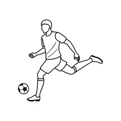 A boy playing football  single continuous line art vector illustration 