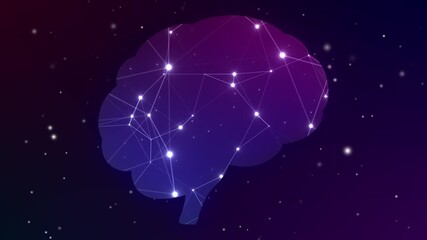Poster - Brain activity, web consciousness graphic, thinking process, artificial intelligence concept animation