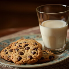 Sticker - glass_of_cold_milk_with_a_plate