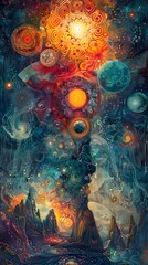 Wall Mural - Abstract Universe - Dreamy Cosmic Landscape.