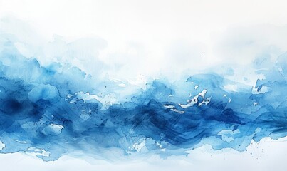 Wall Mural - Watercolor abstract sea breeze on white.