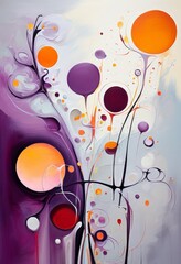 Poster - painting tree with orange and purple colors