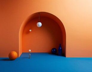 Poster - room with blue floor and orange walls