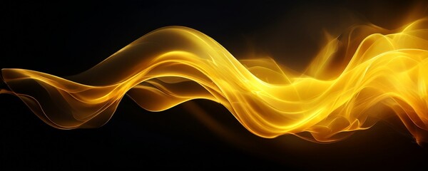 Fototapete - yellow wave light on black background