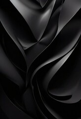 Poster - black abstract background with wavy lines