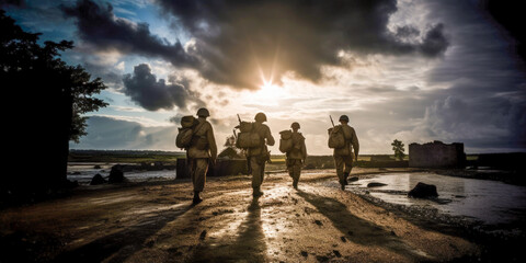 Canvas Print - World War Scene Landing