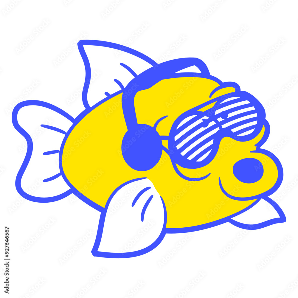 Funny Music Swimming Fish Pet DJ Cheeky Grimace Face Underwater Sea ...