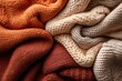 © MP-AI - A cozy arrangement of knitted fabrics in warm tones, perfect for autumn or winter warmth and texture inspiration.