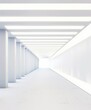 © BrandwayArt - Bright white room with glowing lights and smooth walls at daytime