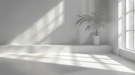 Poster - minimalist background with concrete light walls with sunlight