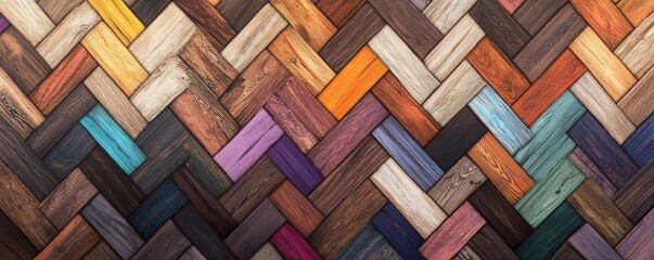 Sticker - A seamless pattern of herringbone wood flooring, 